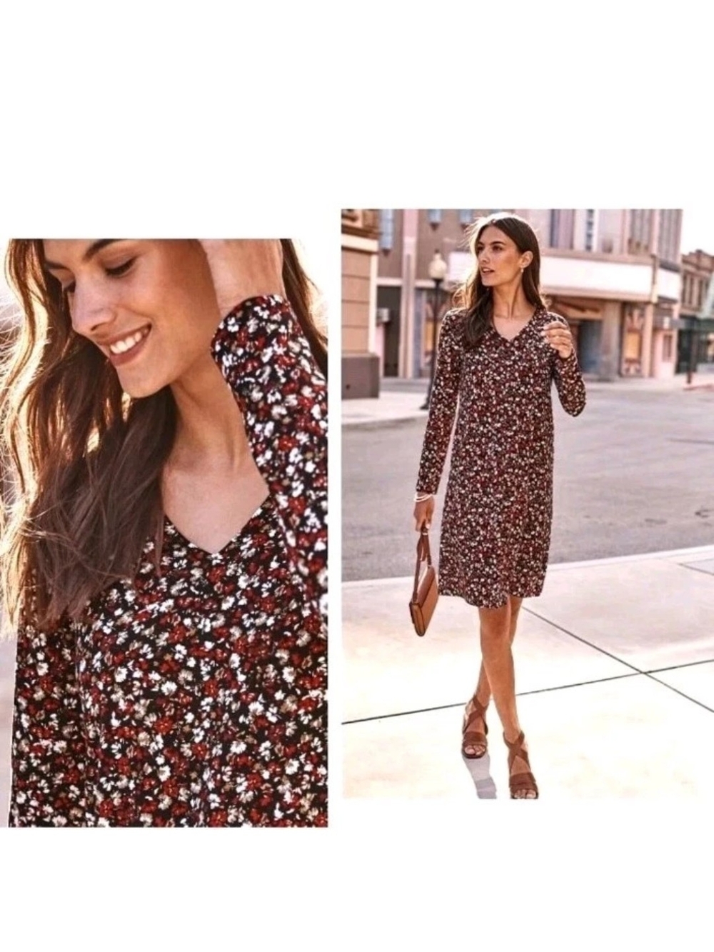 J. Jill Wearever Floral Long Sleeve Shift Dress